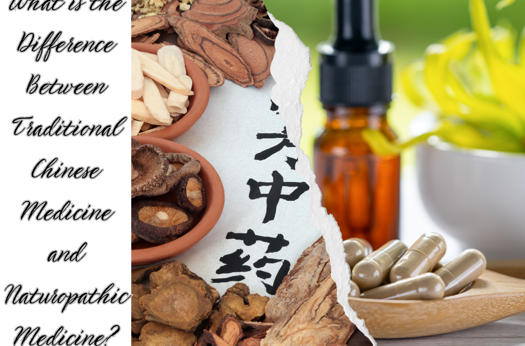 Photo showing Chinese herbs and Naturopathic supplements. What is the difference between Traditional Chinese Medicine and Naturopathic Medicine