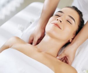 woman receiving a shoulder massage