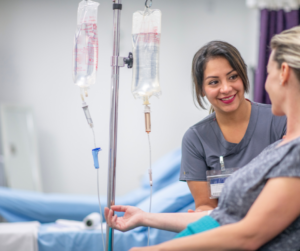 woman receiving IV therapy