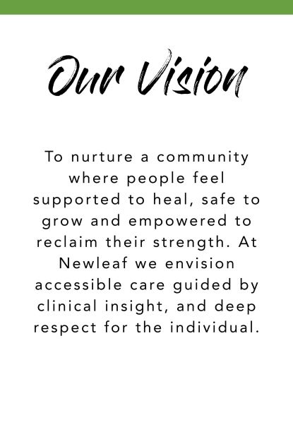 Newleaf Total Wellness Centre's Vision Statement